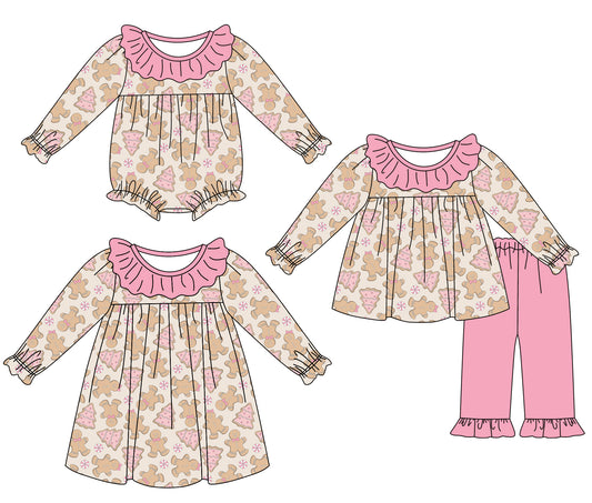 25.7.2 custom each style moq 5eta 4-6week Sibling Sisters Christmas baby girl long sleeve pants sets and dress and rompers match family design