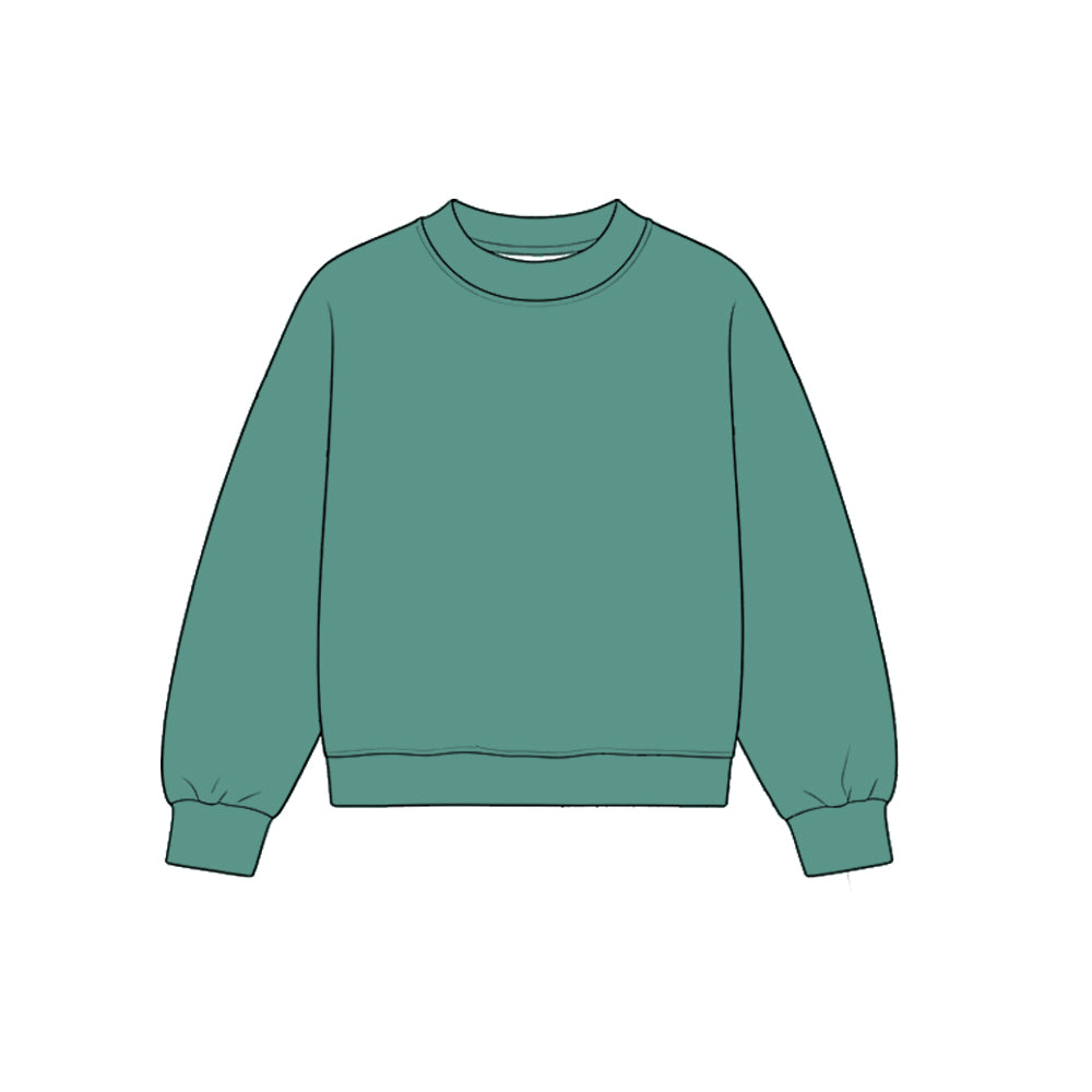 Custom moq 5 girls  Blank Cotton Grey-green long-sleeve crew-neck sweatshirt