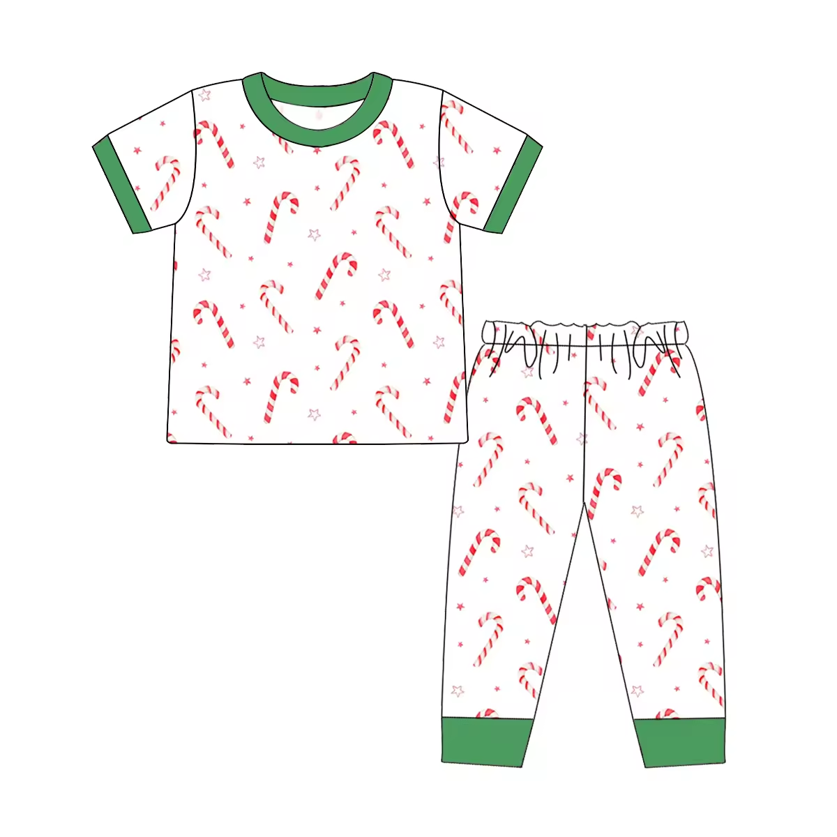 Custom moq 3 mix size eta 6-8 weeks Red Striped Christmas Cane-Five-Pointed Star Pattern White Mixed Set