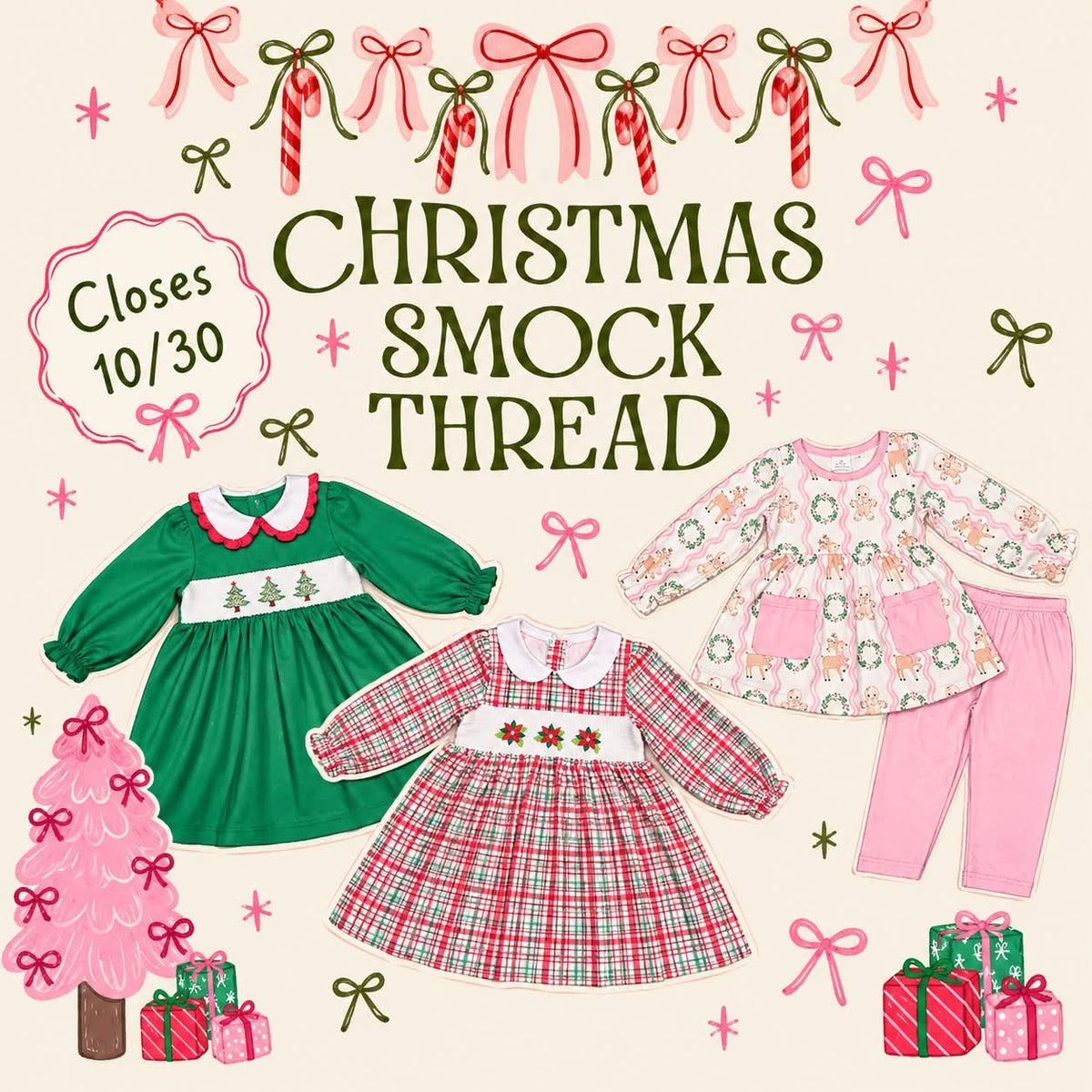 RTS NO MOQ Sibling milk silk Baby Girls Print Long Sleeve Top And Pants Christmas Set Smocked Dresses