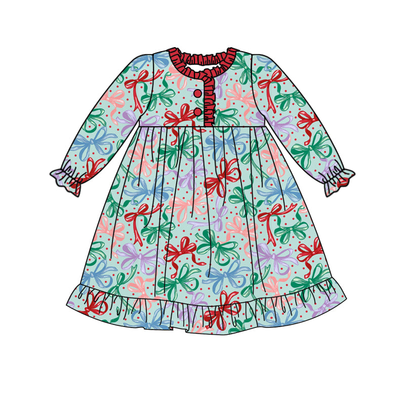 5.21custom each style moq 5eta 4-5week Sibling Sister Multicolor bow and red polka dots green and red lace girls set and dress and baby romper match family design