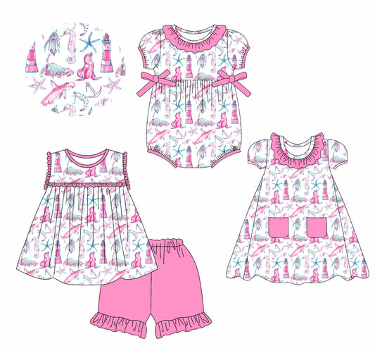 2.14 custom each style moq 5eta 4-6week Sibling Sisters baby girl short sleeve shorts sets and dress and rompers match family design