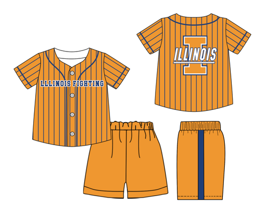 Custom moq 3 or 5 mix size milk silk summer teams baby boy clothes orange short sleeve shorts sets-26.1.21