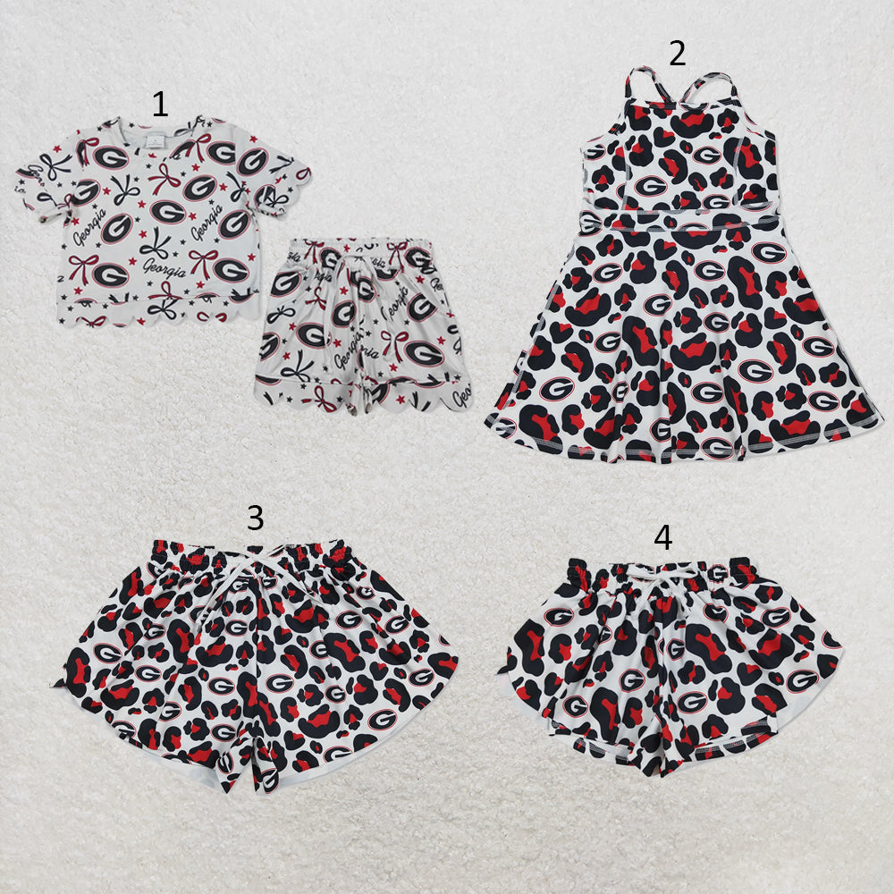 RTS NO MOQ Sibling milk silk Baby Girls Star Bow Pocket Top Scallop Shorts Team Wear Sets Yoga Active Shorts Dress Mama and Me Yoga Shorts