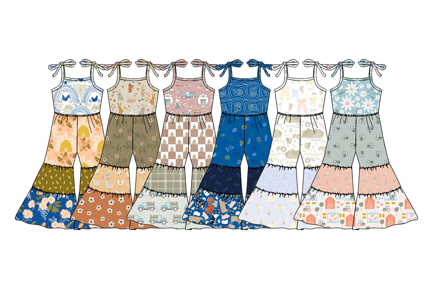 25.11.17 custom each style moq 5 eta 6-8week Sibling Sister baby girl clothes suspender jumpsuit 6 match design