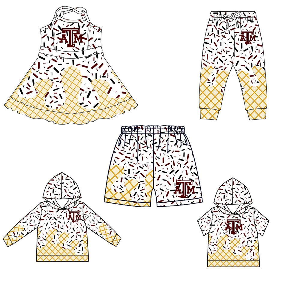 Custom summer teams baby girls clothes team white hooded long sleeve tops and short sleeve top and dress and pants and shorts-25.5.29