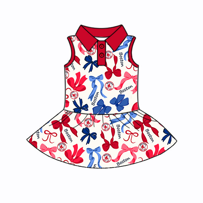 Custom moq 5 mix sizes summer teams baby girls clothes team red short sleeve skirts shorts sets dress 1 and dress 2 and dress 3 and dress 4-25.5.16