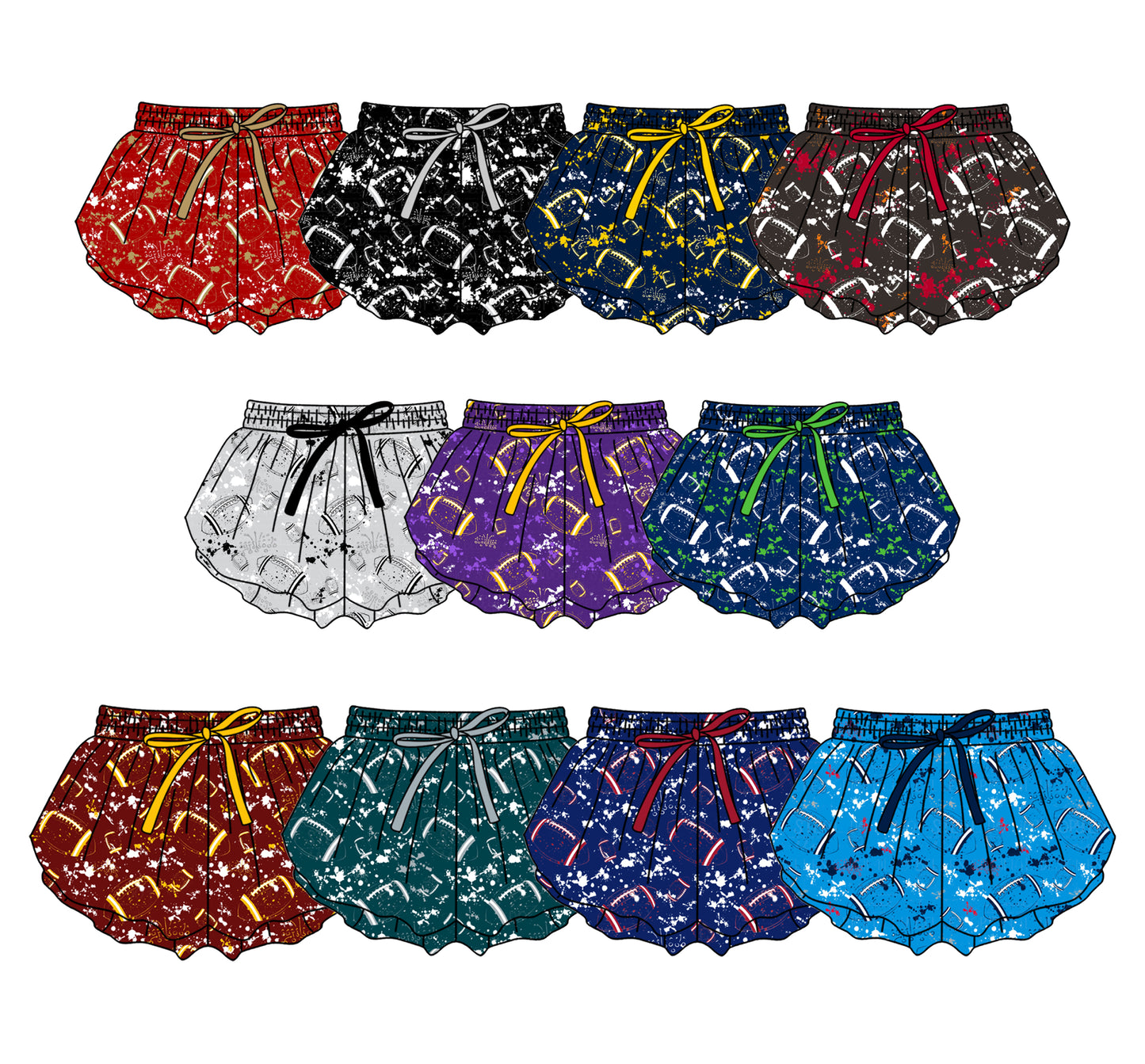 Custom moq 5 mix size milk silk summer teams Baby Girls Football  Yoga Active Ruffle Shorts Bottom for Kids