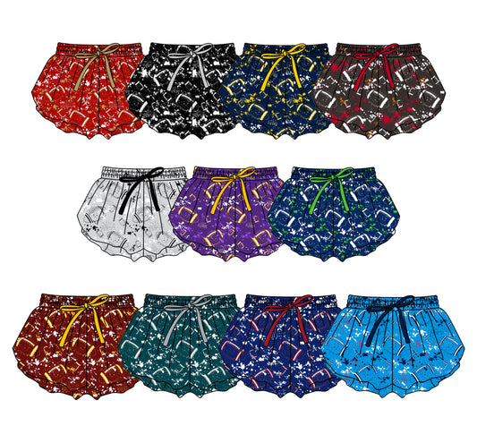 Custom moq 5 mix size milk silk summer teams Baby Girls Football  Yoga Active Ruffle Shorts Bottom for Kids