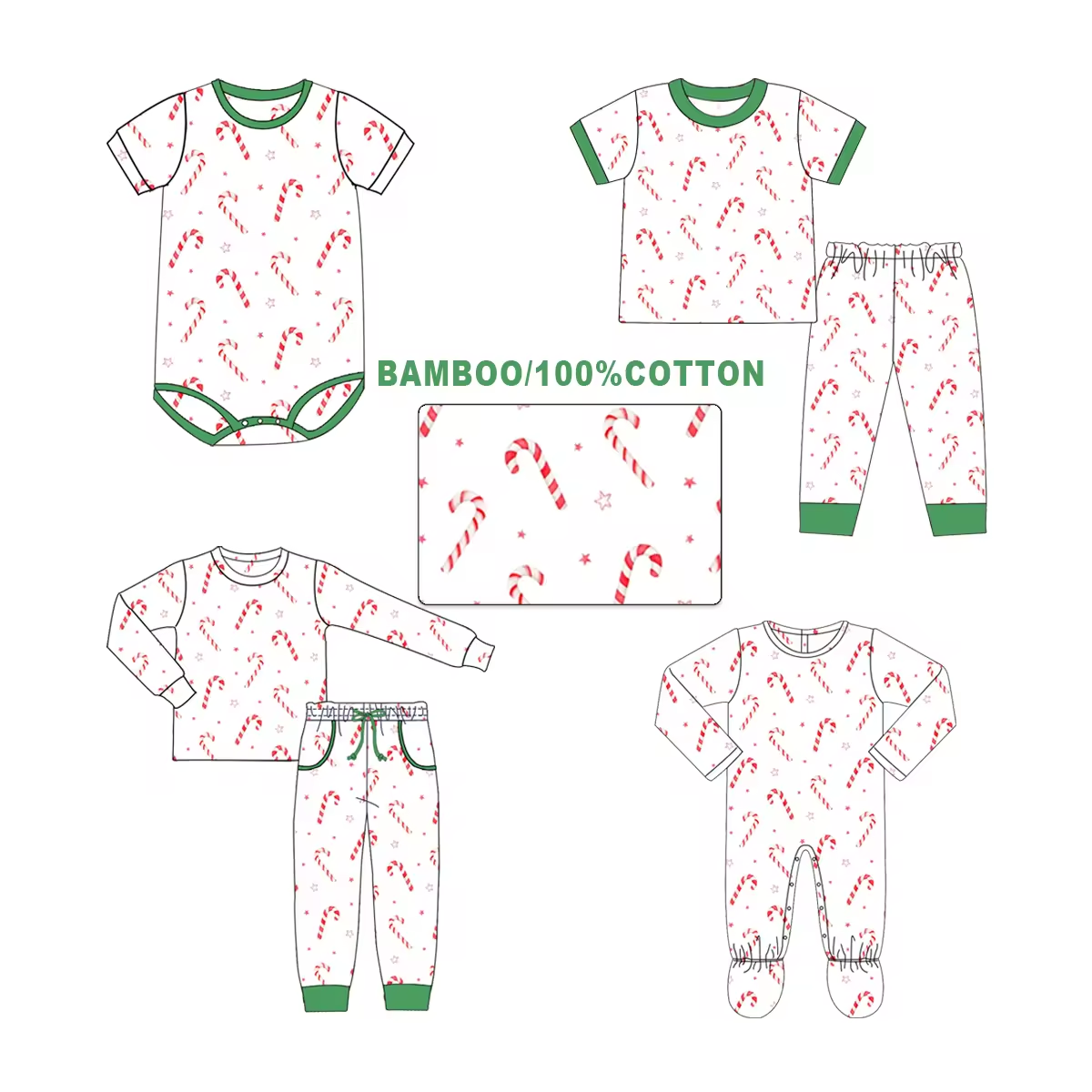 Custom moq 3 mix size eta 6-8 weeks Red Striped Christmas Cane-Five-Pointed Star Pattern White Mixed Set