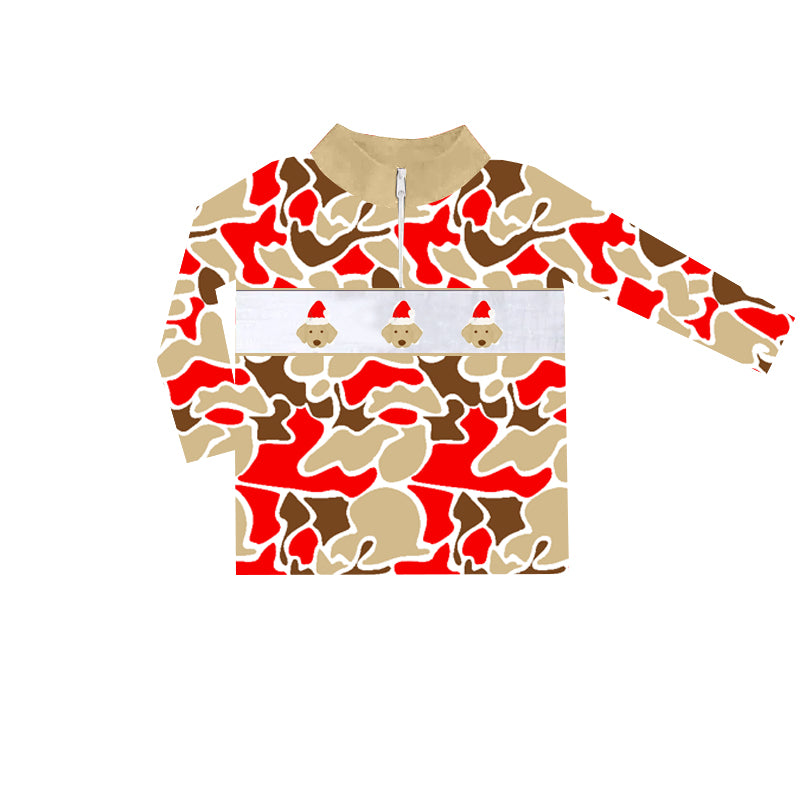 9.13 custom each style moq 5 eta 4-6week baby boys clothes Chrismas puppy red long sleeve top