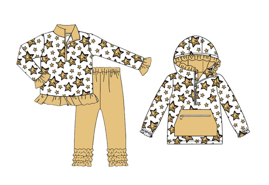 25.8.28 custom each style moq 5eta 4-6week Sibling Sisters stars baby girl long sleeve pants sets and top match family design