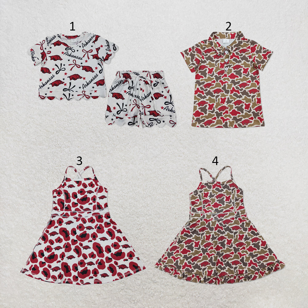 RTS NO MOQ Sibling milk silk Baby Girls Bows Top Pockets Shorts Team Scallop Sets Yoga Active Shorts Ruffle Dresses Boys Button Polo Shirts Top