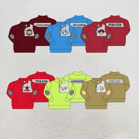 custom moq 5 mix size MSD070801 Baby Casual  Long Sleeve Zip Up Pullover Team Top