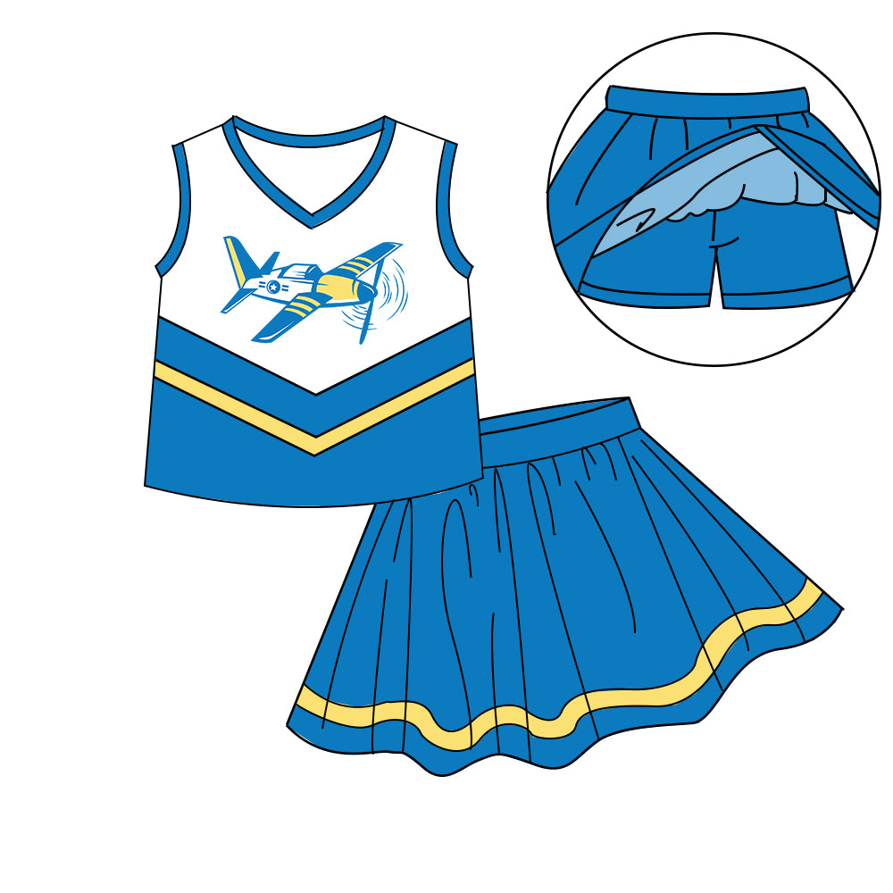 Custom moq 5 mix size milk silk baby girls clothes team bow blue and green sleeveless skirts sets 1 and set 2 and dress-25.7.19
