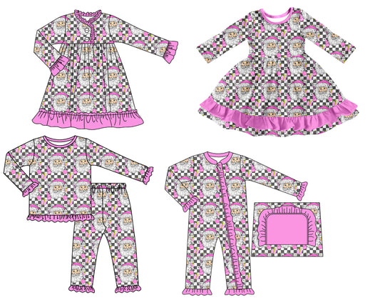 25.7.16 custom each style moq 5 eta 4-6week Sibling Sisters Christmas baby girl long sleeve pants sets and romper and dress 1 and dress 2 match family design