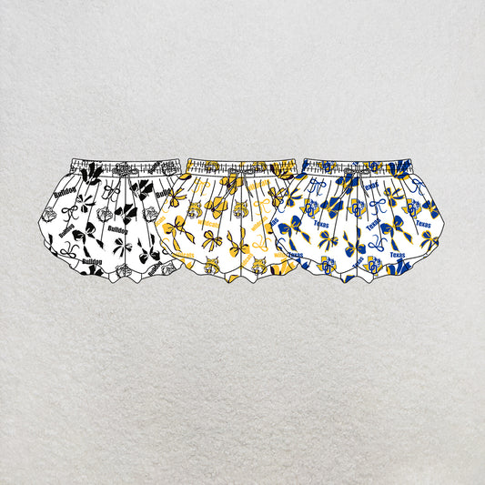 custom moq 5 mix size MSD073001 Baby Girls Bows Print Yoga White Shorts Casual Active Wear Team Bottoms