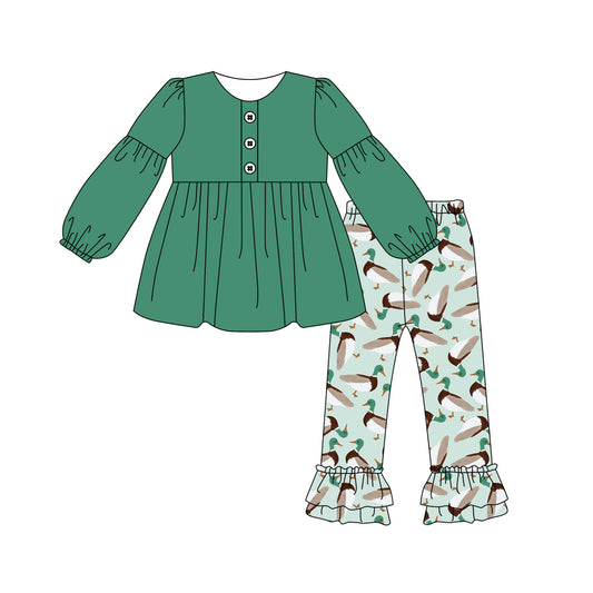 7.19 custom each style moq 5eta 4-6week Sibling Sister ducks green baby girls sets and dress and rompers match family design