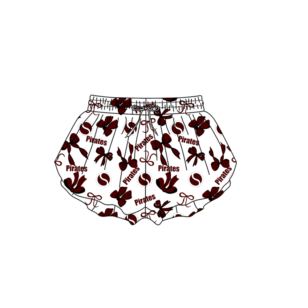 custom moq 5 mix size MSD072101 Baby Girls Bows Print Yoga Shorts Casual Active Wear Bottoms