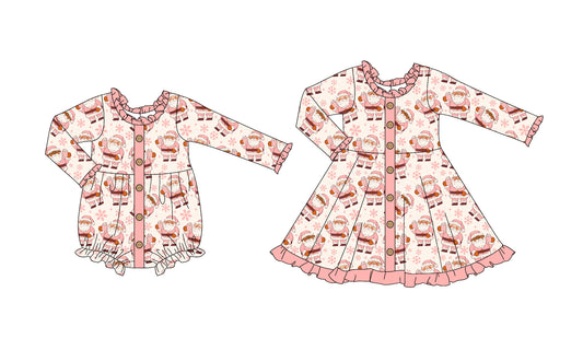 25.5.30 custom each style moq 5eta 4-6week Sibling Sisters Christmas baby girl long sleeve dress and rompers match family design