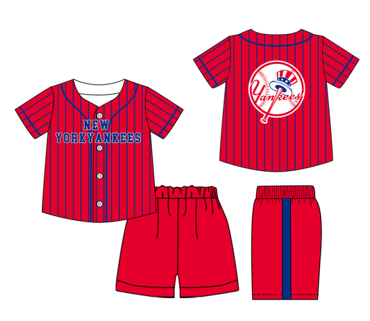 Custom moq 3 or 5 mix size milk silk summer teams baby boy clothes red short sleeve shorts sets-26.1.20