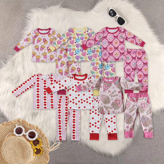 RTS NO MOQ Sibling Baby girl Clothes Valentine long-sleeved pants sets