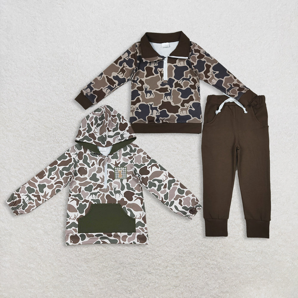 RTS NO MOQ Sibling Baby boys clothes camouflage long-sleeved trousers suit and top