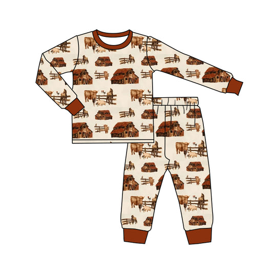 8.22 custom each style moq 5eta 4-6week Sibling Sister alpine brown baby boys sets and rompers match family design