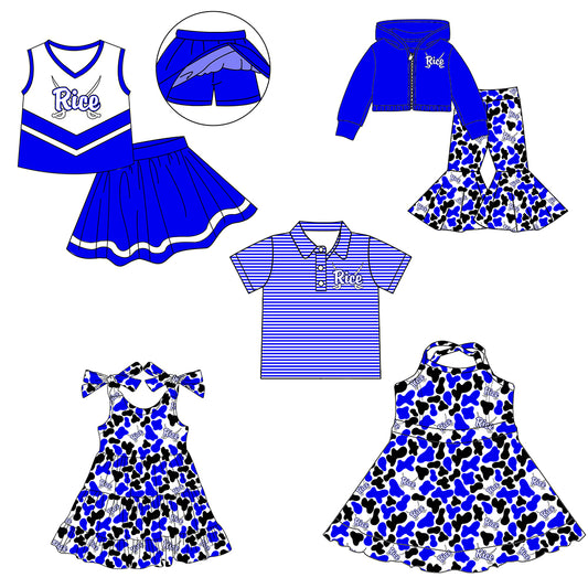 Custom moq 5 mix size milk silk summer teams baby girls clothes bow blue hooded long sleeve pants sets and skirts sets and dress 1 and dress 2 and top-25.8.5