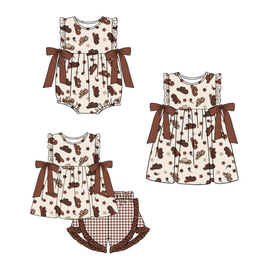 3.29 custom each style moq 5eta 4-6week Sibling Sisters hat baby girl short sleeve shorts sets and dress and rompers match family design