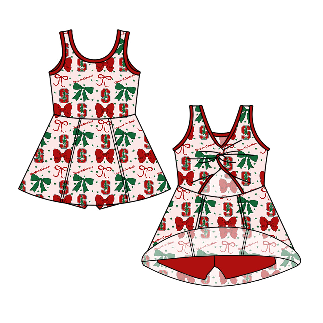 Custom moq 5 mix size milk silk summer teams baby girls clothes team bow red sleeveless skirts sets and dress 1 and dress 2 and dress 3-25.6.25