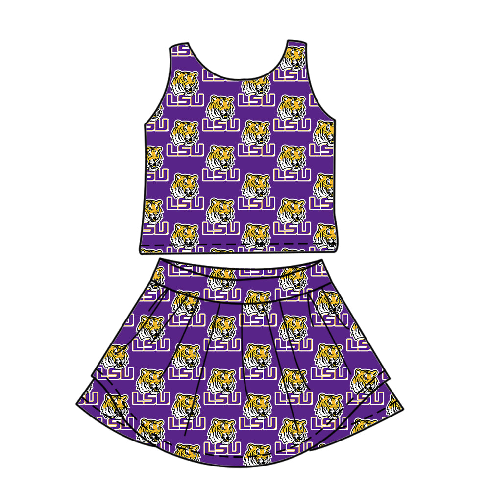 Custom moq 5 mix size milk silk summer teams baby girls clothes team purple sleeveless skirts sets and dress and short sleeve top and long top-25.7.12