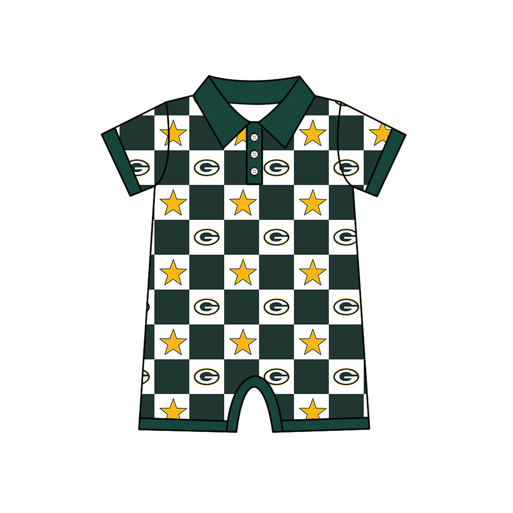 Custom moq 5 mix size milk silk summer teams Baby Girl Sleeveless Top Skirts Set Dress And Shorts Yoga Green Checked Outfit Boy's Checked Short-Sleeved Polo Shirt And Romper