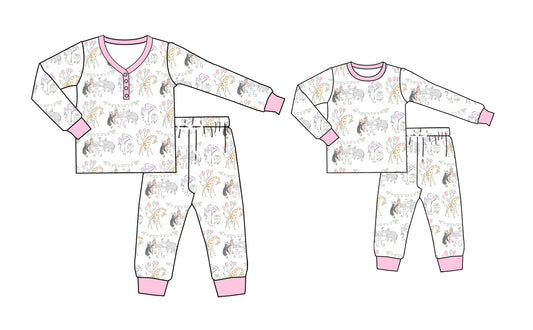 25.5.13 custom each style moq 5eta 4-6week Sibling Sister long sleeve pants sets and adult sets match design
