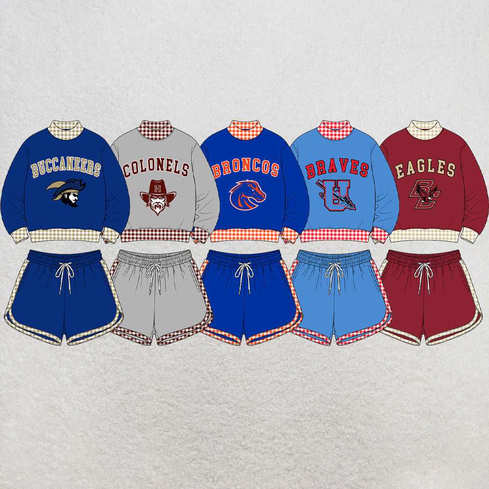 custom moq 5 mix size XY072501 Baby Kids Letter Print Checked Long Sleeve Top Shorts Casual Daily Team Outfit