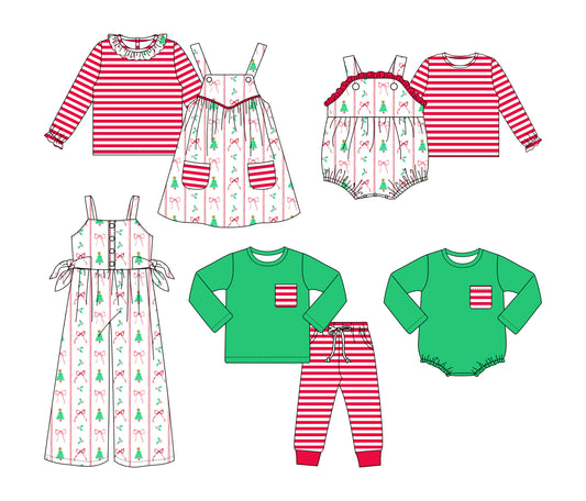 25.5.26 custom each style moq 5eta 4-6week Sibling Sisters bow baby boy long sleeve pants sets and dress and short sleeve rompers and long romper and top 1 and top 2  and jumpsuit match family design