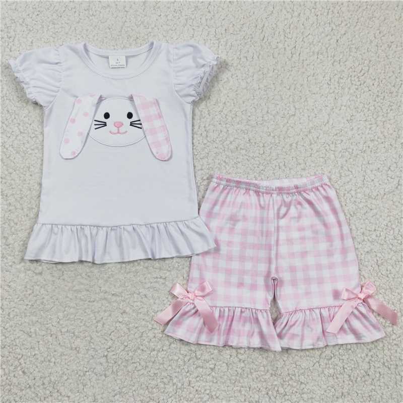 RTS NO MOQ baby girl clothes easter short-sleeved shorts suit & short-sleeved sets
