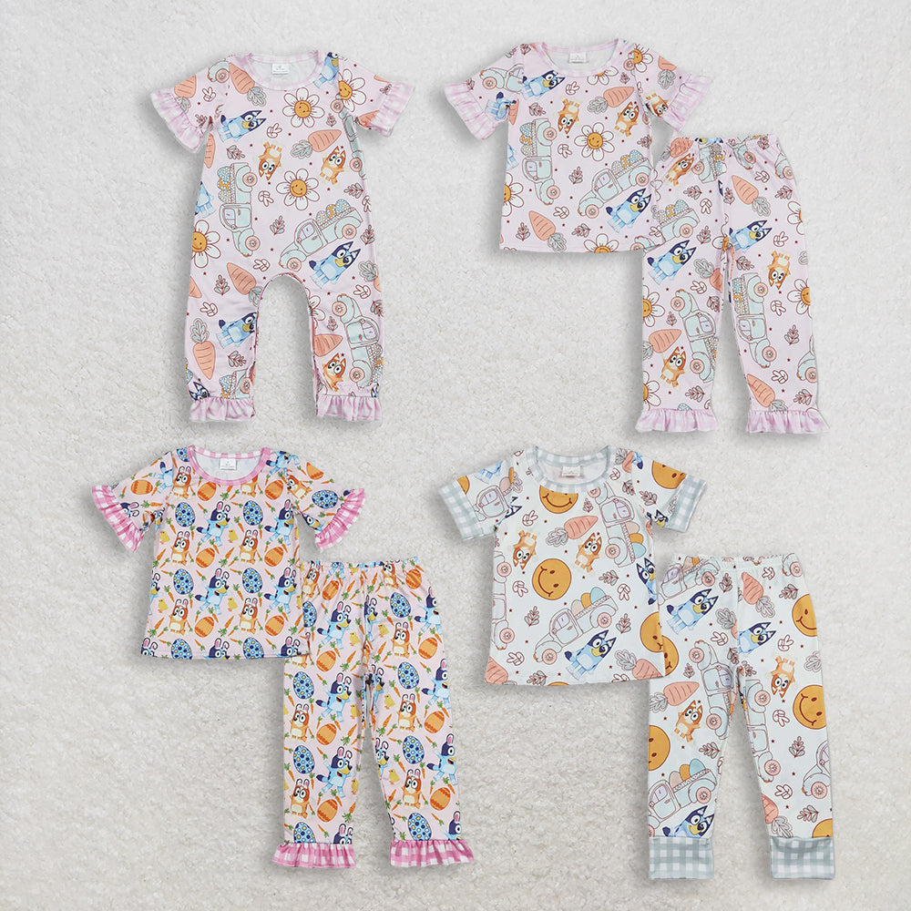 RTS NO MOQ Sibling Baby Boys Girls Easter Shirts Pants Pajamas Clothes Sets Rompers