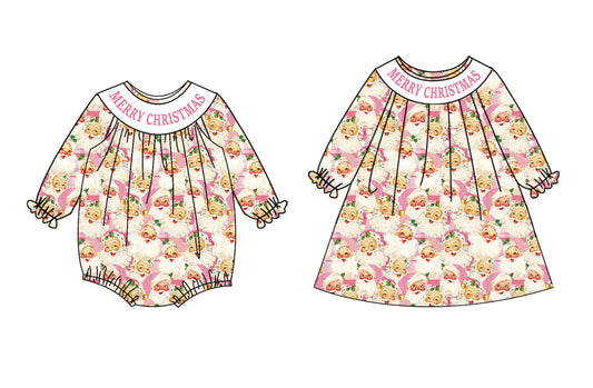 25.6.26 custom each style moq 5eta 4-6week Sibling Sisters Christmas baby girl long sleeve dress and rompers match family design