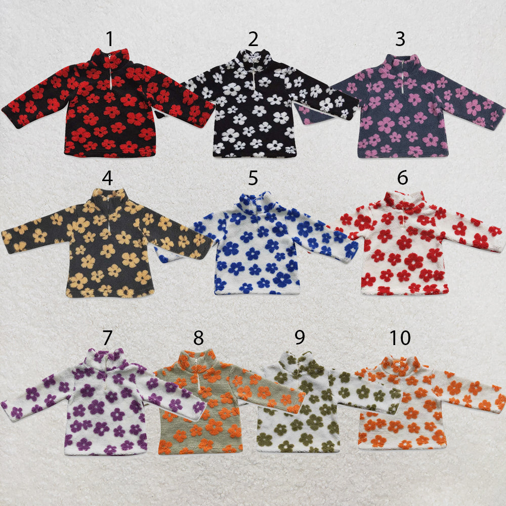 RTS NO MOQ Sibling milk silk Baby Girls Flowers Thick Pullovers Tops Fall Winter Casual Long Sleeve Warm Knit Shirts