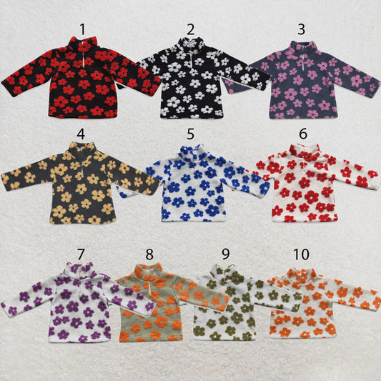 RTS NO MOQ Sibling milk silk Baby Girls Flowers Thick Pullovers Tops Fall Winter Casual Long Sleeve Warm Knit Shirts