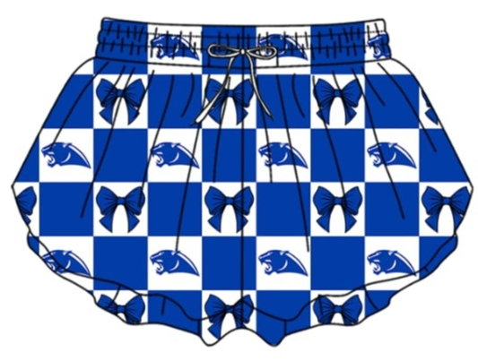 Custom moq 5 mix size milk silk Adult Women's Blue Plaid Yoga Shorts Summer Clothing