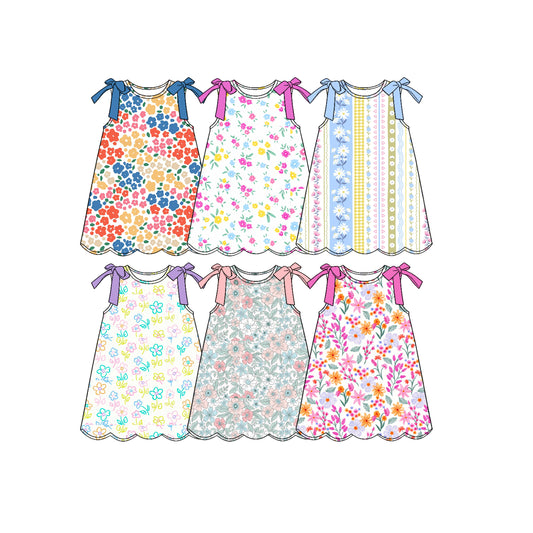 3.17 Custom moq 5 mix size Sibling Baby Girl's Colorful Flowers Sleeveless Dress Cute Clothing for Infants
