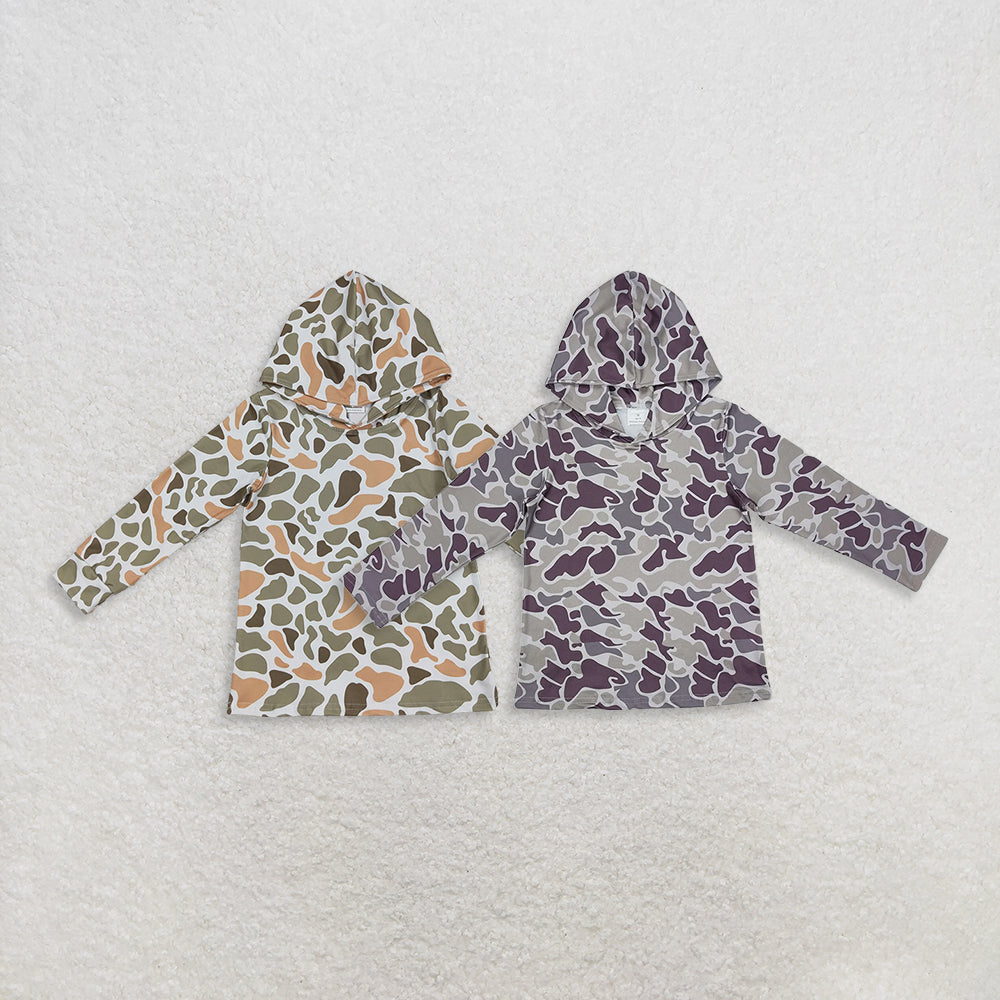 RTS NO MOQ Sibling baby boy clothes camouflage hooded long sleeved tops