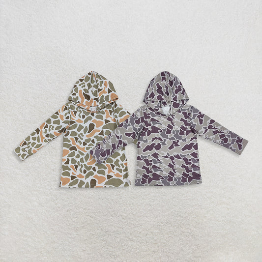 RTS NO MOQ Sibling baby boy clothes camouflage hooded long sleeved tops