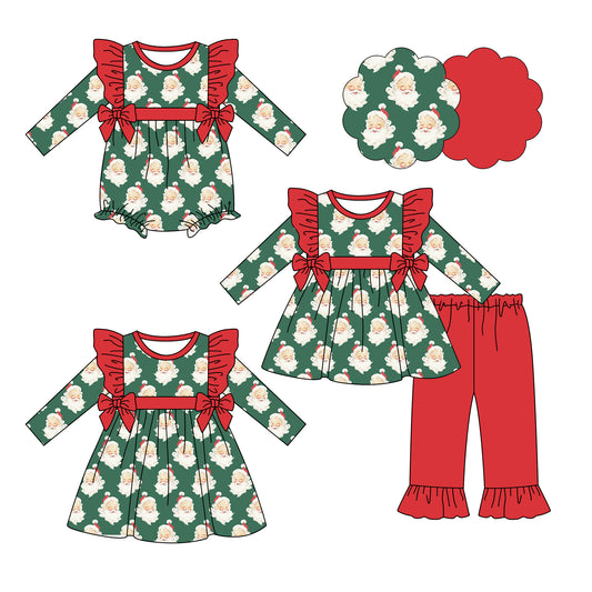 25.6.14 custom each style moq 5eta 4-6week Sibling Sisters Christmas baby girl long sleeve pants sets and dress and rompers match family design