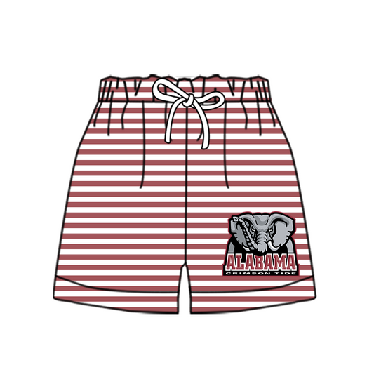 Custom moq 5 mix size milk silk summer teams Baby Red Striped Drawstring Shorts for Children Elastic Waist Kids Summer Shorts