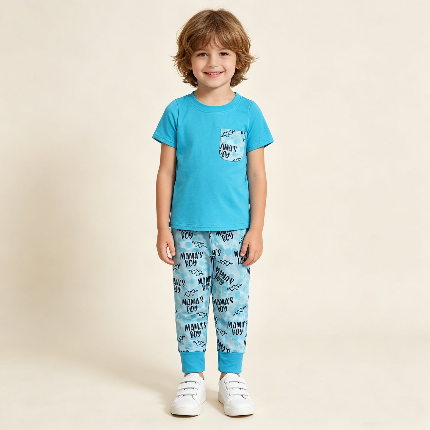 RTS NO MOQ BSPO0587  Toddler Boys Hearts Pattern Leggings Short Sleeve Pocket Tee Clothes Set