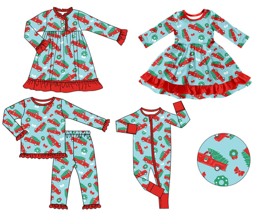 25.8.4 custom each style moq 5 eta 4-6week Sibling Sisters Christmas baby girl long sleeve pants sets and romper and dress 1 and dress 2 match family design