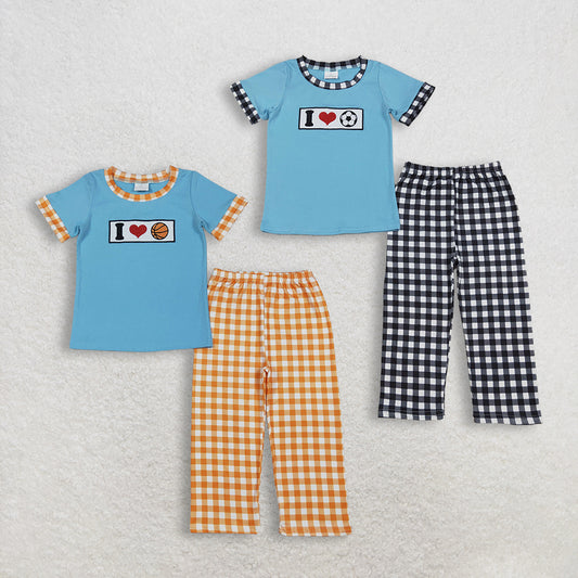 RTS NO MOQ Sibling Baby boy clothes embroidery short-sleeved trousers suits